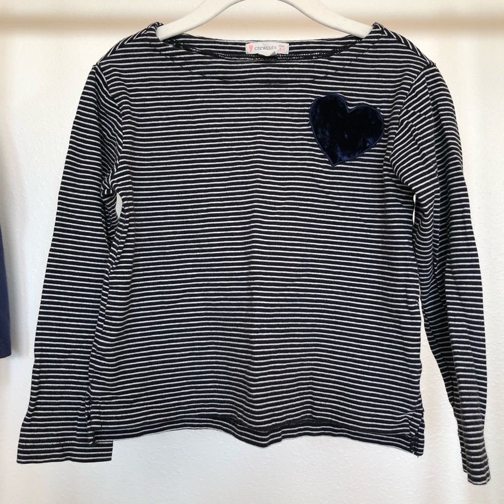 Crewcuts Striped Shirt with Blue Velvet Heart